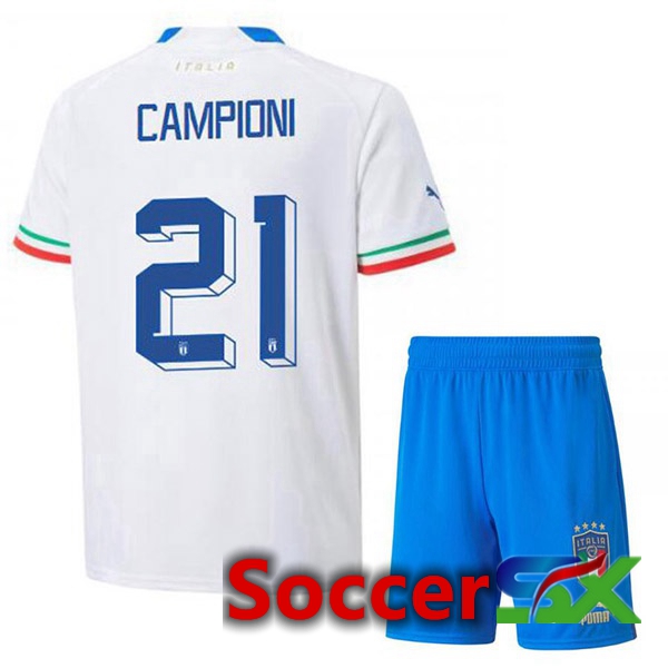 Italy (Campioni 21) Kids Away Jersey White 2023/2023