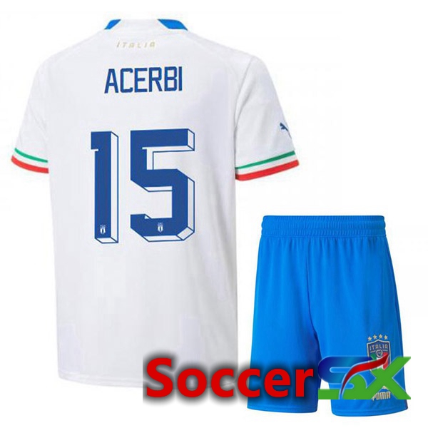 Italy (Acerbi 15) Kids Away Jersey White 2023/2023