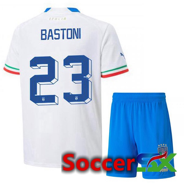 Italy (Bastoni 23) Kids Away Jersey White 2023/2023