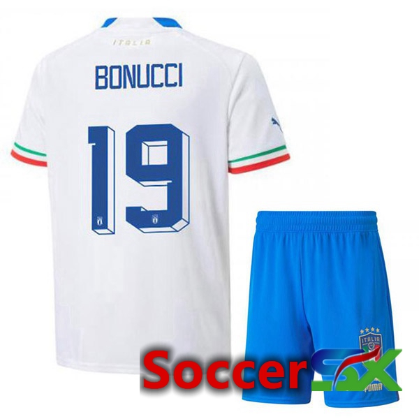 Italy (Bonucci 19) Kids Away Jersey White 2023/2023