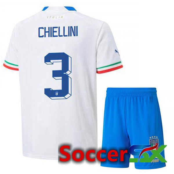 Italy (Chiellini 3) Kids Away Jersey White 2023/2023