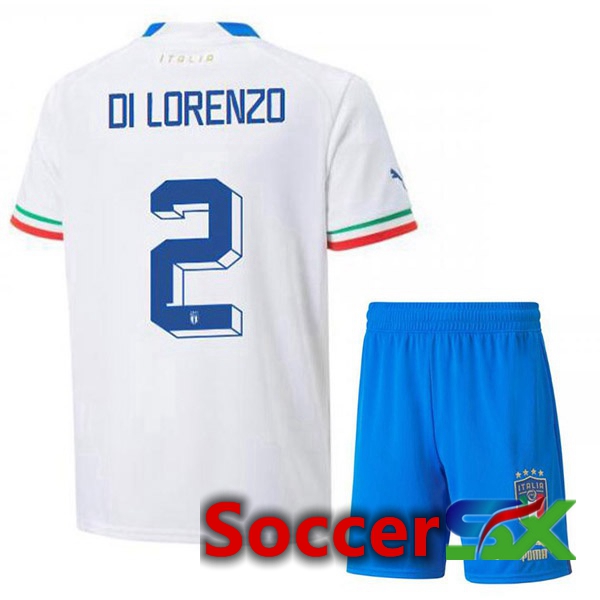 Italy (Di Lorenzo 2) Kids Away Jersey White 2023/2023