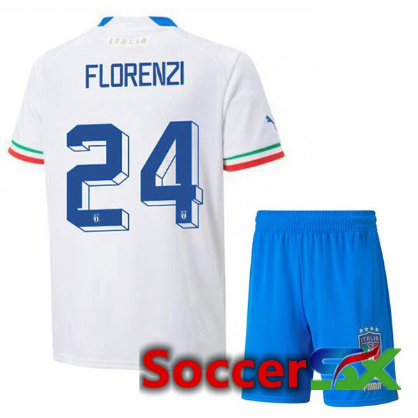 Italy (Florenzi 24) Kids Away Jersey White 2023/2023