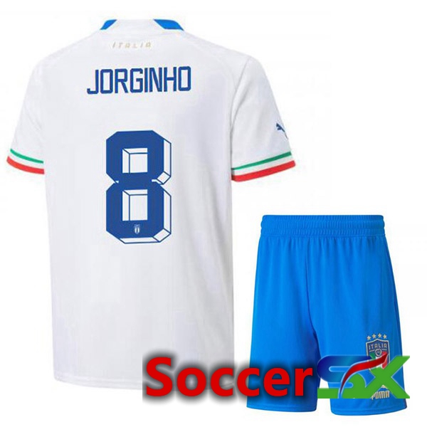 Italy (Jorginho 8) Kids Away Jersey White 2023/2023