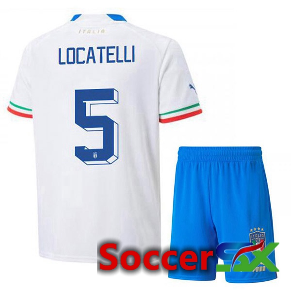 Italy (Locatelli 5) Kids Away Jersey White 2023/2023