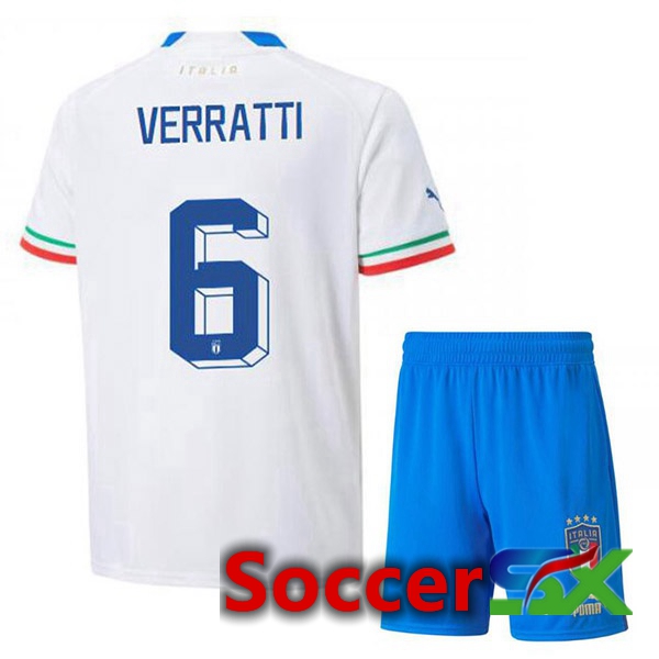 Italy (Verratti 6) Kids Away Jersey White 2023/2023
