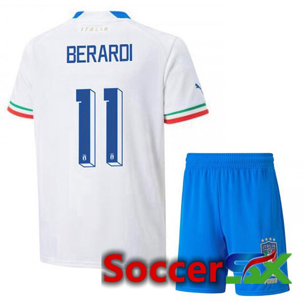 Italy (Berardi 11) Kids Away Jersey White 2023/2023