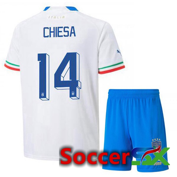 Italy (Chiesa 14) Kids Away Jersey White 2023/2023