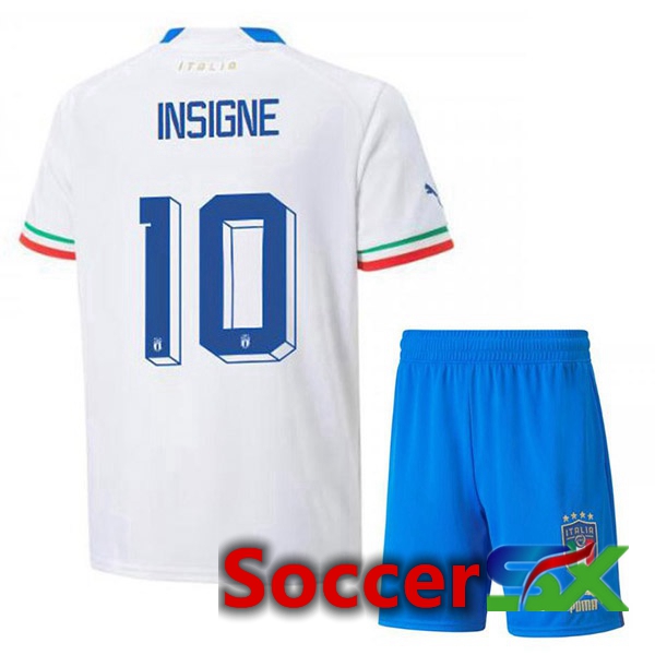 Italy (Insigne 10) Kids Away Jersey White 2023/2023