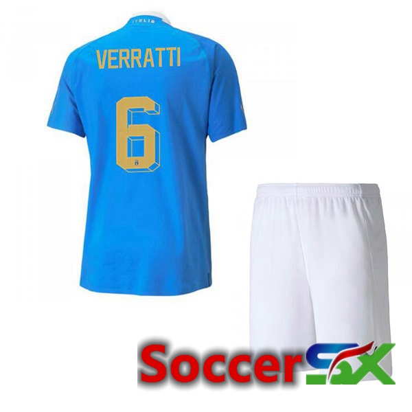 Italy（Verratti 6）Kids Home Jersey Blue 2023/2023