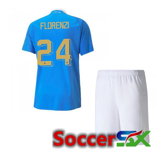 Italy（Florenzi 24）Kids Home Jersey Blue 2023/2023