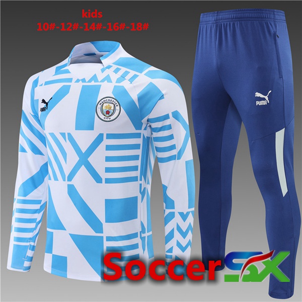 Manchester City Kids Training Tracksuit Blue White 2022/2023