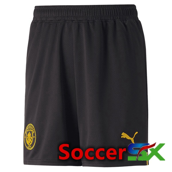 Manchester City Soccer Shorts Away Red Black 2022/2023