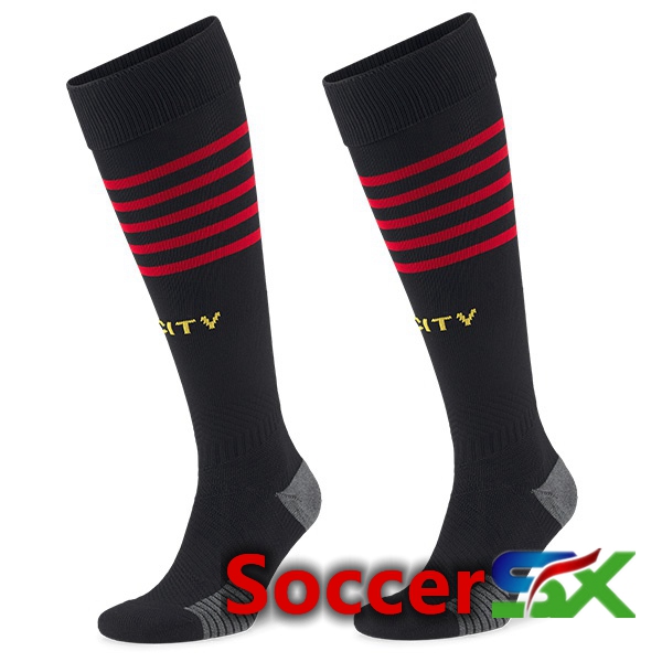 Manchester City Soccer Socks Away Red Black 2022/2023