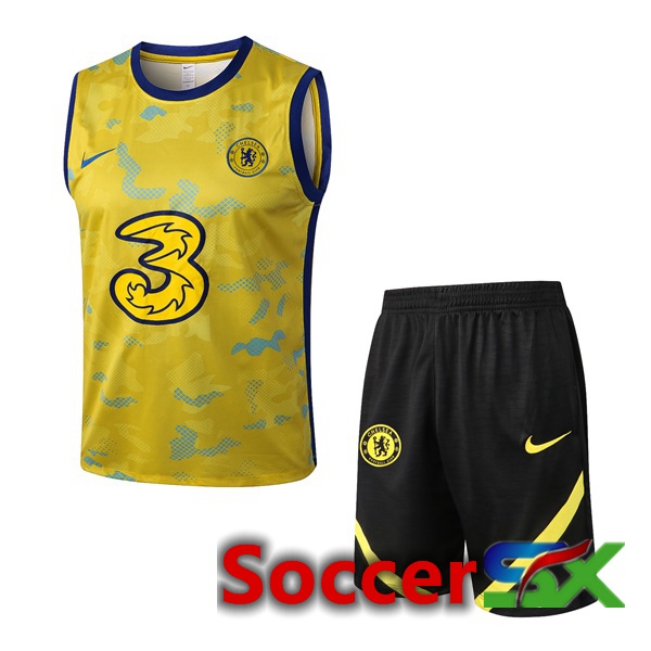 FC Chelsea Soccer Vest + Shorts Yellow 2022/2023