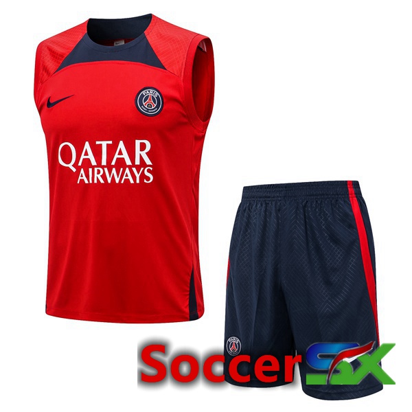 Paris PSG Soccer Vest + Shorts Red 2022/2023