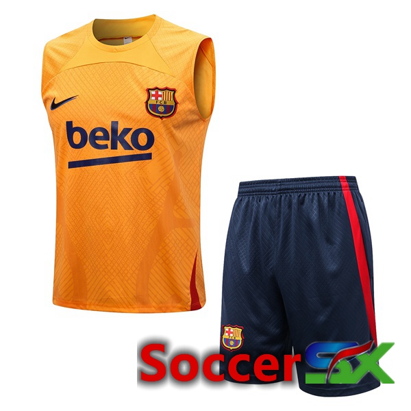 FC Barcelona Soccer Vest + Shorts Orange 2022/2023