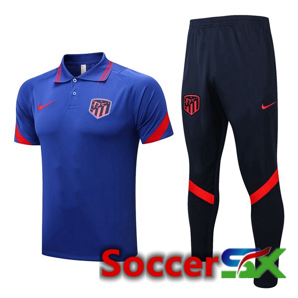 Atletico Madrid Soccer Polo + Pants Blue 2022/2023