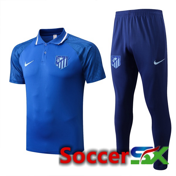 Atletico Madrid Soccer Polo + Pants Blue 2022/2023