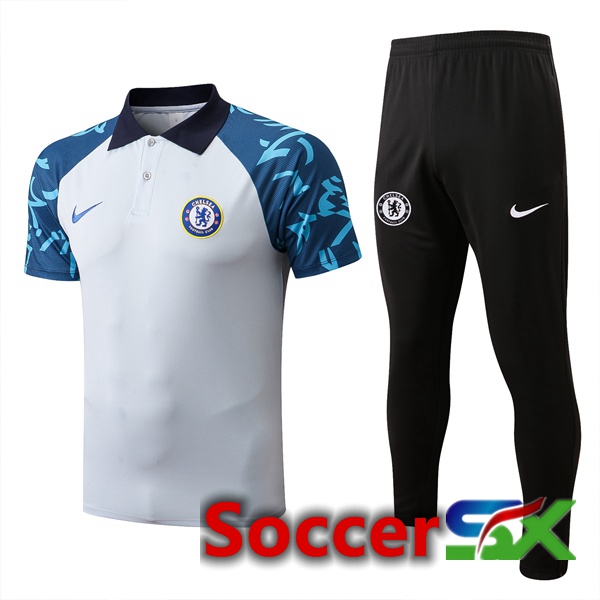 FC Chelsea Soccer Polo + Pants Grey 2022/2023