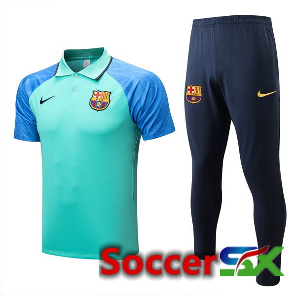 FC Barcelona Soccer Polo + Pants Green Blue 2022/2023