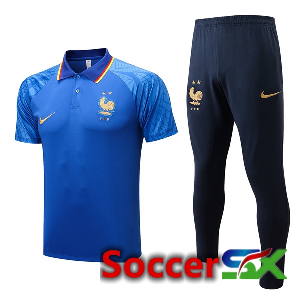 France Soccer Polo + Pants Blue 2022/2023