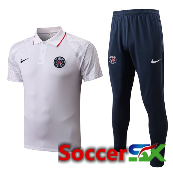 Paris PSG Soccer Polo + Pants White 2022/2023