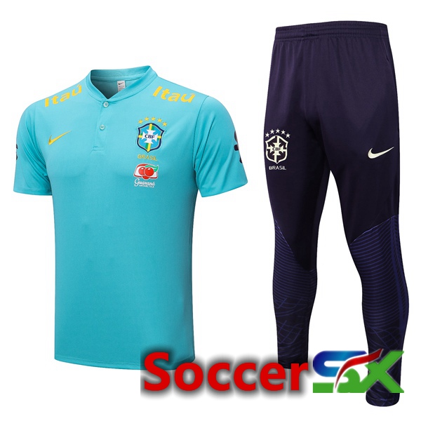Brazil Soccer Polo + Pants Blue 2022/2023