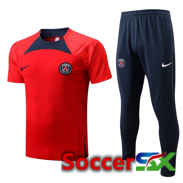 Paris PSG Training T Shirt + Pants Red 2022/2023
