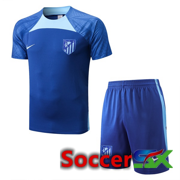 Atletico Madrid Training T Shirt + Shorts Blue 2022/2023