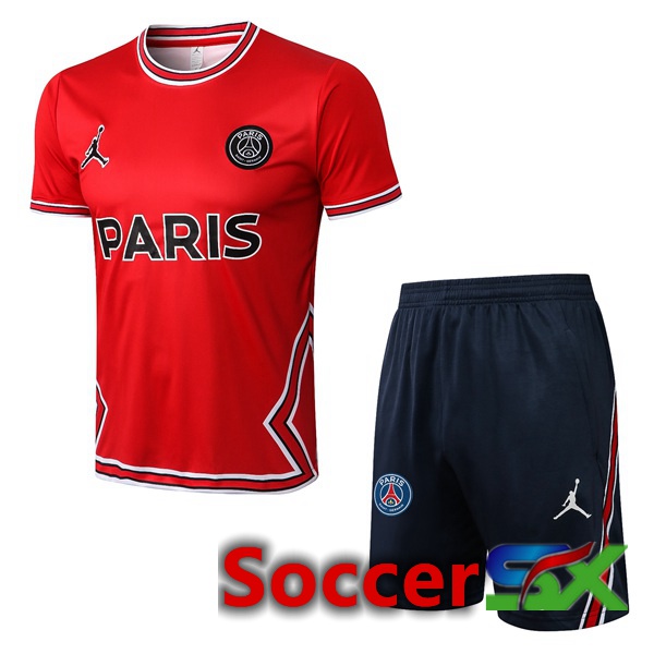 Paris PSG Training T Shirt + Shorts Red 2022/2023