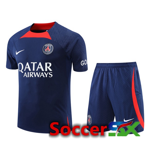 Paris PSG Training T Shirt + Shorts Royal Blue 2022/2023