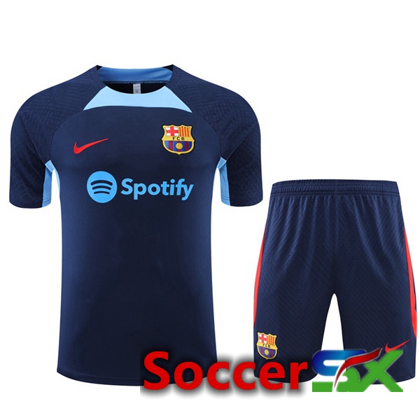 FC Barcelona Training T Shirt + Shorts Blue 2022/2023