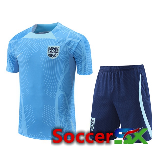 England Training T Shirt + Shorts Blue 2022/2023