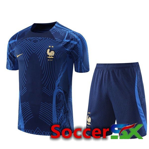 France Training T Shirt + Shorts Blue 2022/2023