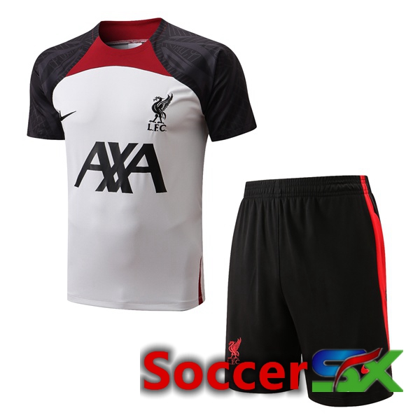 FC Liverpool Training T Shirt + Shorts White Black 2022/2023