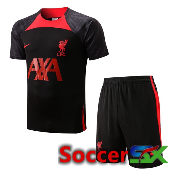 FC Liverpool Training T Shirt + Shorts Black 2022/2023