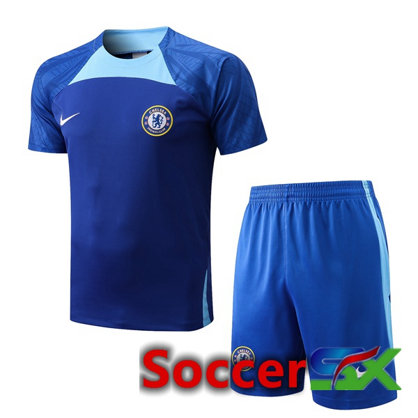 FC Chelsea Training T Shirt + Shorts Blue 2022/2023