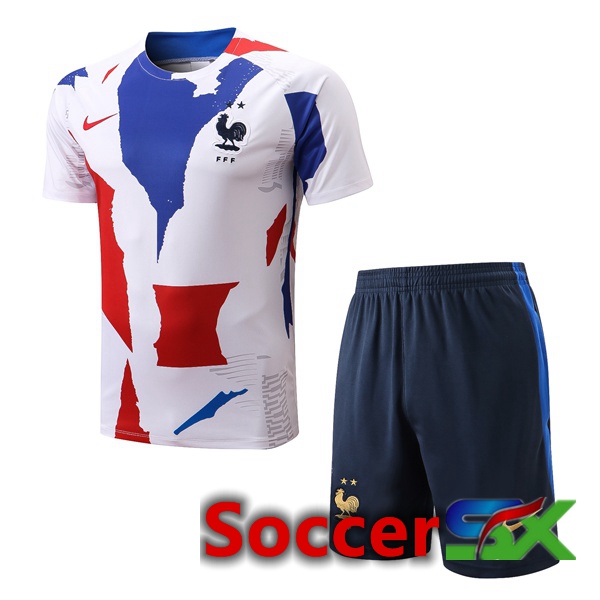 France Training T Shirt + Shorts White 2022/2023