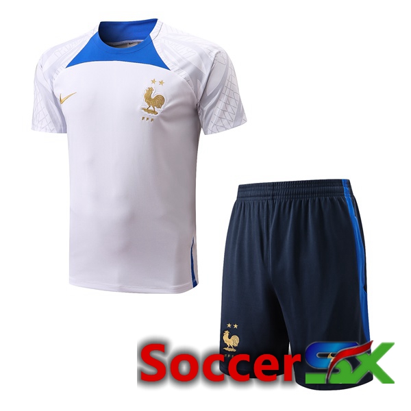 France Training T Shirt + Shorts White 2022/2023