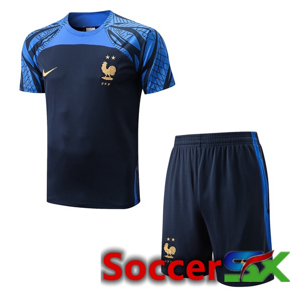 France Training T Shirt + Shorts Royal Blue 2022/2023