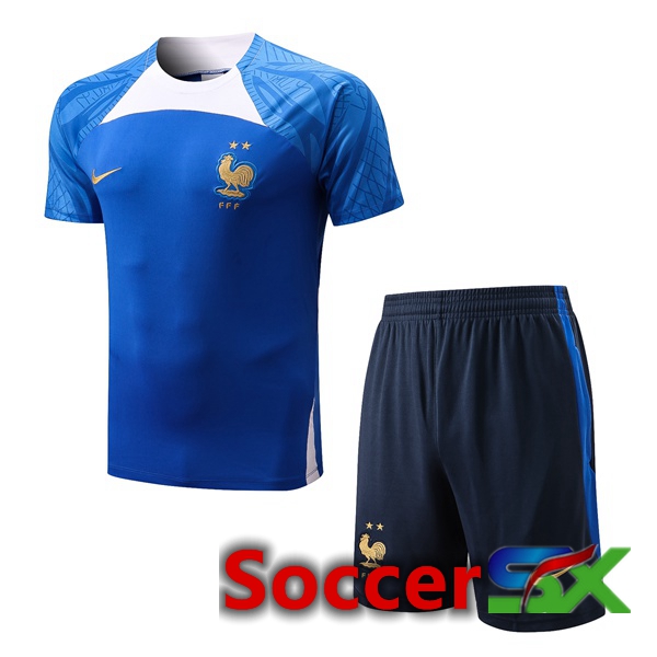 France Training T Shirt + Shorts Blue 2022/2023