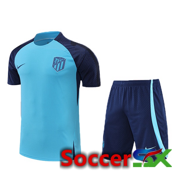 Atletico Madrid Training T Shirt + Shorts Blue 2022/2023