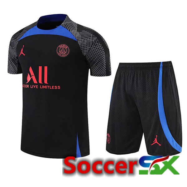 Paris PSG Training T Shirt + Shorts Black 2022/2023