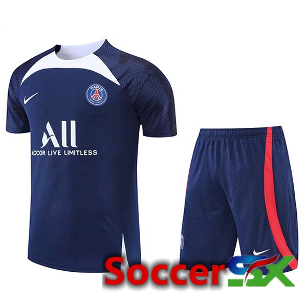 Paris PSG Training T Shirt + Shorts Royal Blue 2022/2023