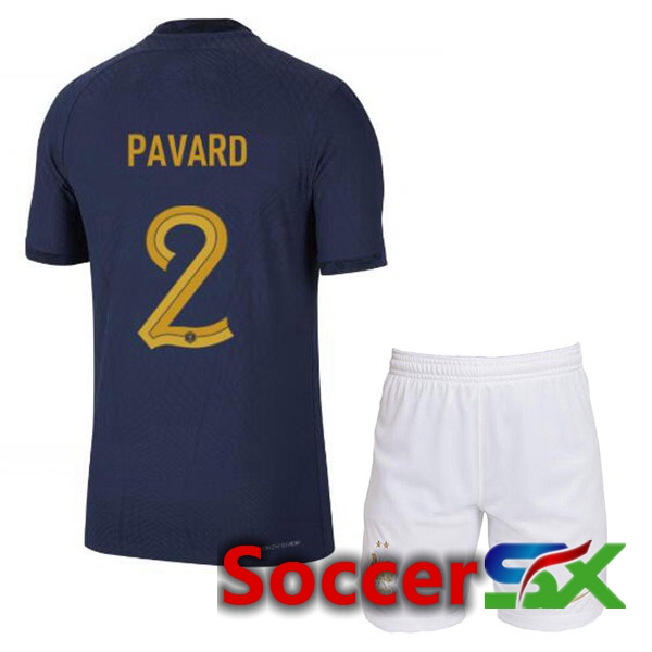 France (PAVARD 2) Kids Home Jersey Royal Blue World Cup 2022