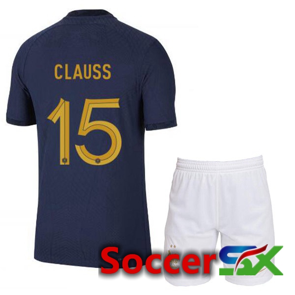 France (CLAUSS 15) Kids Home Jersey Royal Blue World Cup 2022