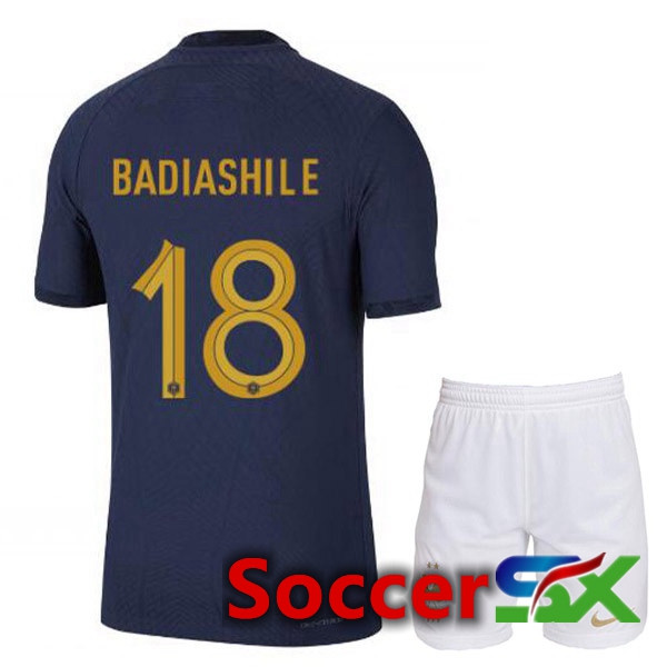 France (BADIASHILE 18) Kids Home Jersey Royal Blue World Cup 2022