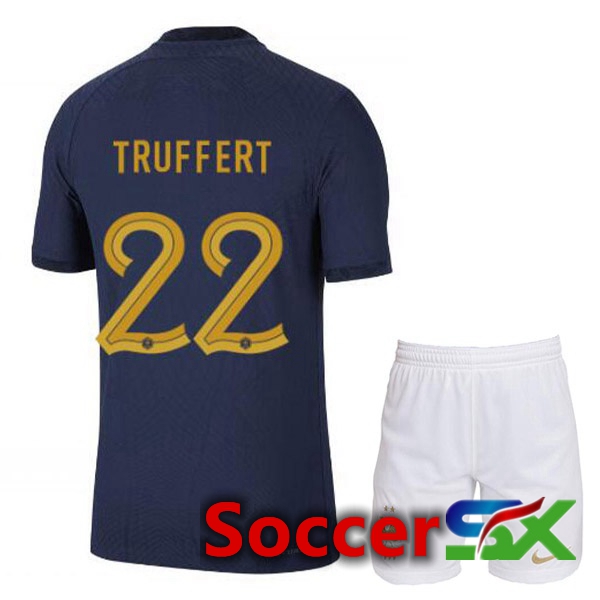 France (TRUFFERT 22) Kids Home Jersey Royal Blue World Cup 2022