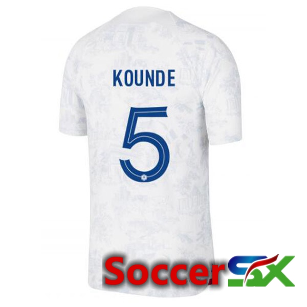 France (KOUNDE 5) Away Jersey White World Cup 2022